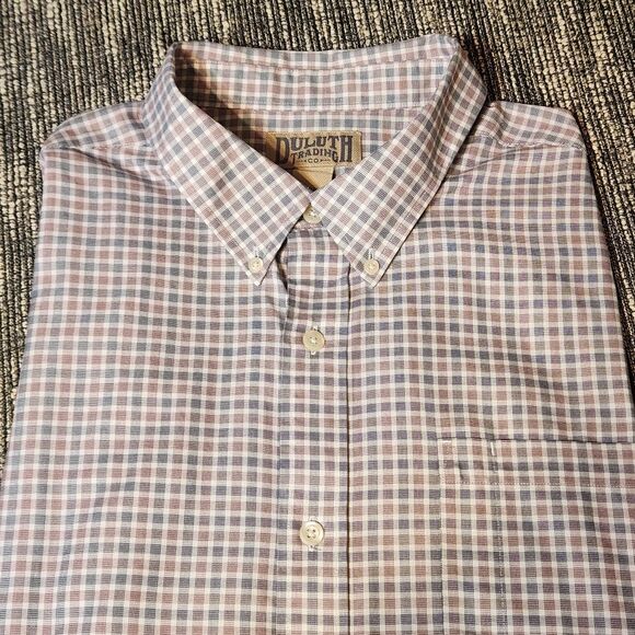Duluth Long Sleeve Button Down Collared Red White Blue Uniform Plaid 2XL - Picture 1 of 9